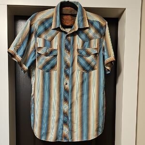 POINT ZERO Men's Short-Sleeve Striped Button-Up Shirt
